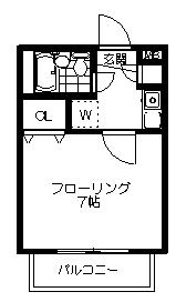 オークガーデン(1K/2階)の間取り写真