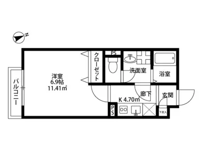 アムールHAL(1K/2階)の間取り写真