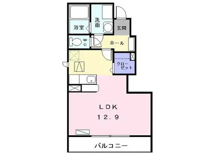 ウッドヴィレッジ(ワンルーム/1階)の間取り写真