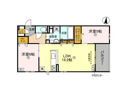 D-RESIDENCE茨木水尾(2LDK/2階)の間取り写真