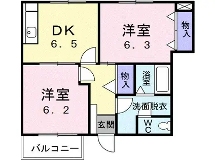 ソレイユガーデン 浅沼町 2DKルーム(2DK/1階)の間取り写真
