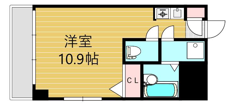 イースト天神STUDIO(ワンルーム/2階)の間取り写真