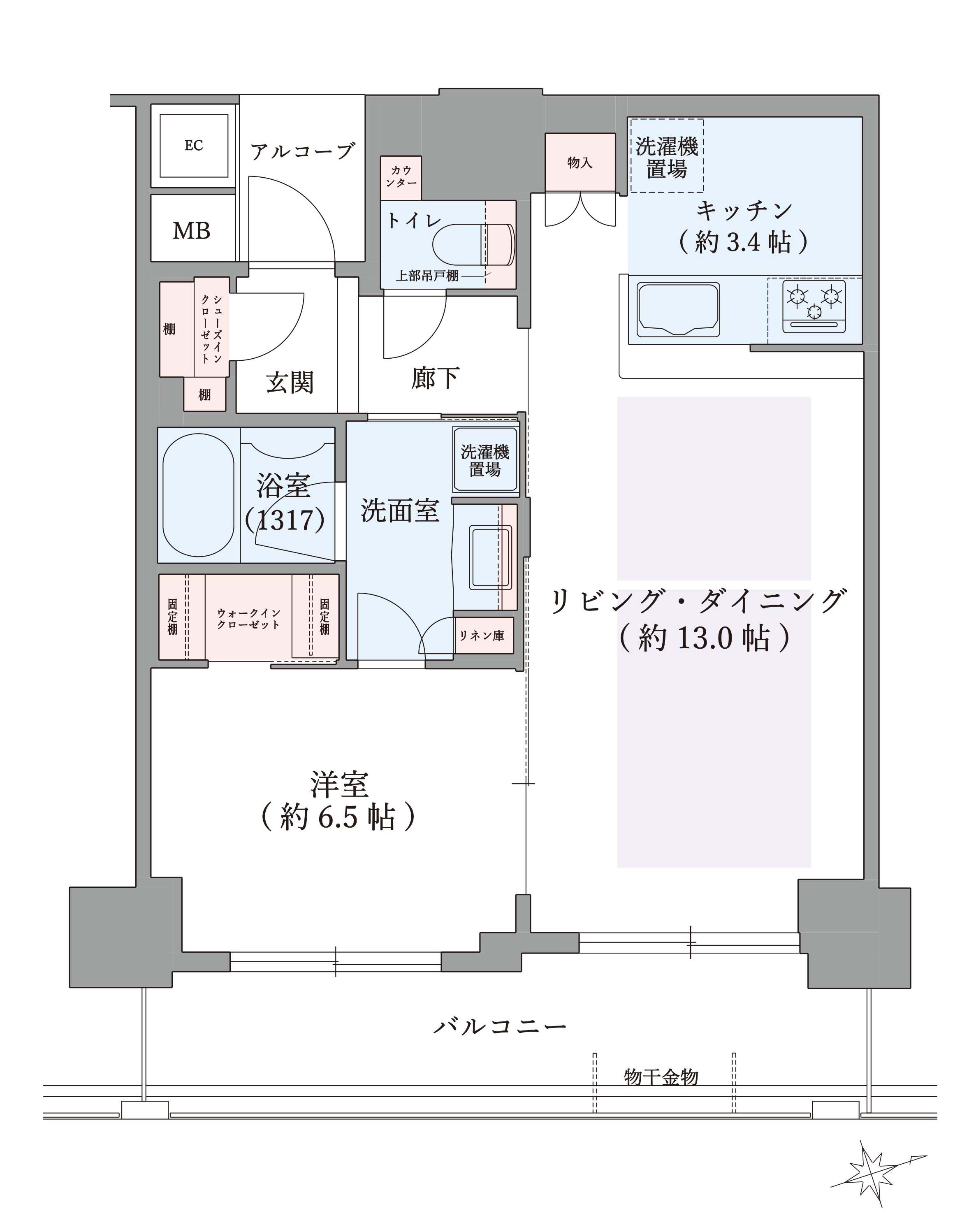 神戸ハーバータワー(1LDK/9階)の間取り写真