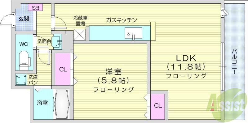 グランリピエーノパル(1LDK/1階)の間取り写真