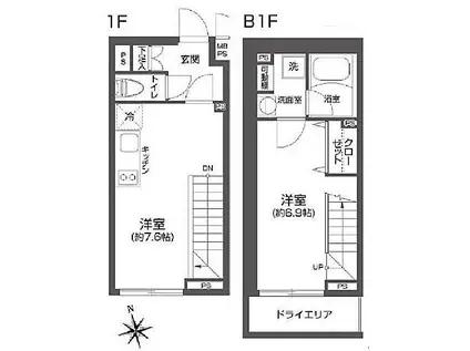 リーガランド高円寺(1LDK/1階)の間取り写真