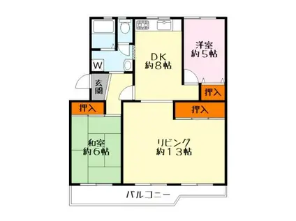 膳所ハイツ3号棟(2LDK/4階)の間取り写真