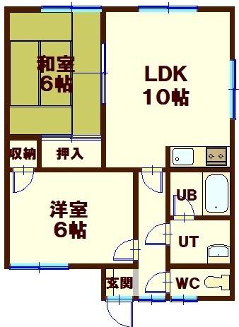 ユピテル参番館(2LDK/2階)の間取り写真