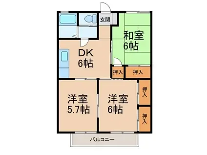 セジュール西庄(3DK/2階)の間取り写真