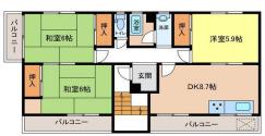 野里マンション(3DK/5階)の間取り写真
