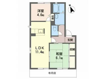 シャーメゾンTOMAMI A棟(2LDK/1階)の間取り写真