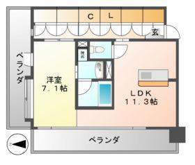 アーデン泉プレミア(1LDK/4階)の間取り写真