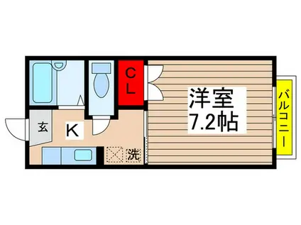 ウィンドコートC棟(1K/2階)の間取り写真