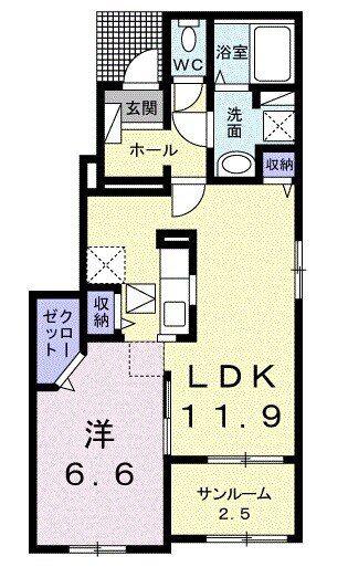 ピアッツァ高木 A(1LDK/1階)の間取り写真