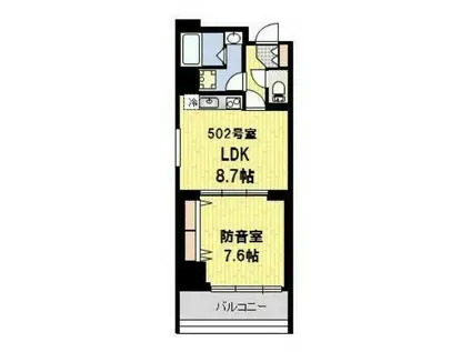 東京メトロ東西線 早稲田駅(メトロ) 徒歩6分 7階建 築13年(1LDK/5階)の間取り写真