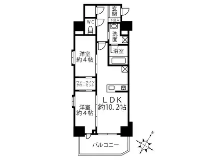 グローベルザ国分寺クリスタ(2LDK/6階)の間取り写真
