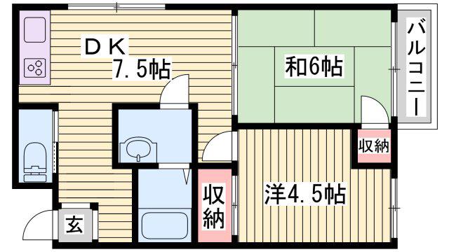 インタービレッジ千代田町(2DK/3階)の間取り写真