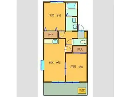 エルミタージュKUBOTA(1LDK/1階)の間取り写真