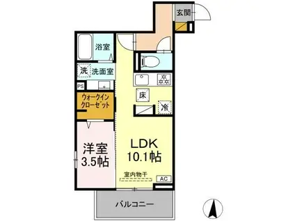 メゾングレイス(1LDK/1階)の間取り写真
