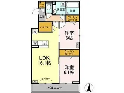 セレスティア京田(2LDK/2階)の間取り写真