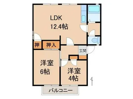 グリーンフルブルーム(2LDK/2階)の間取り写真