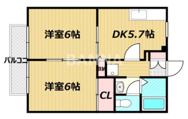 ソレジオ・ミキ(2DK/1階)の間取り写真
