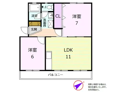 富士見ハイツ(2LDK/1階)の間取り写真