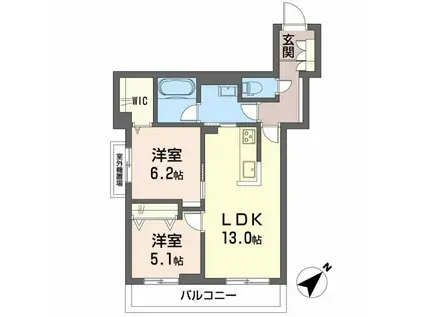 フィグ古江東町 A(2LDK/3階)の間取り写真