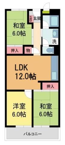宝塚ビューハイツ(3LDK/2階)の間取り写真