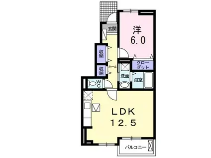 水木コーポI(1LDK/1階)の間取り写真