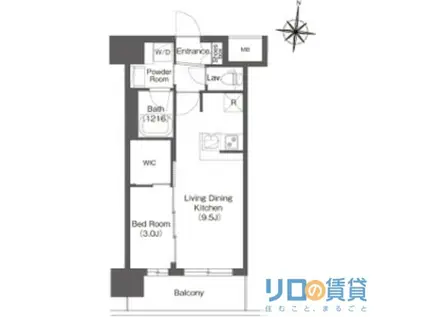 コンフォリア・リヴ新大阪西宮原ソルテラス(1LDK/9階)の間取り写真