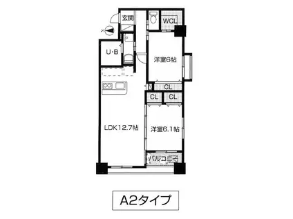 パレ朱雀門(2LDK/1階)の間取り写真