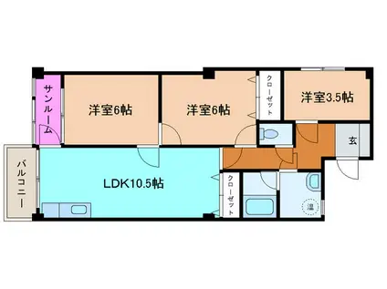 幸町ドゥエリング(3LDK/2階)の間取り写真