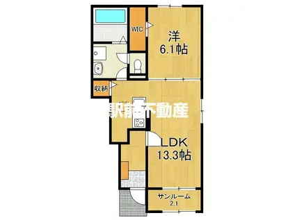 ポタージュ(1LDK/1階)の間取り写真