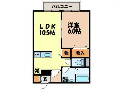 マリンサイド(1LDK/2階)の間取り写真