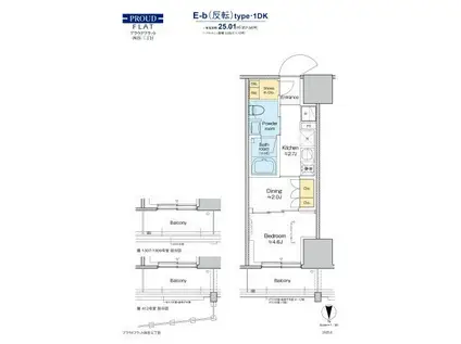 プラウドフラット四谷三丁目(1DK/10階)の間取り写真
