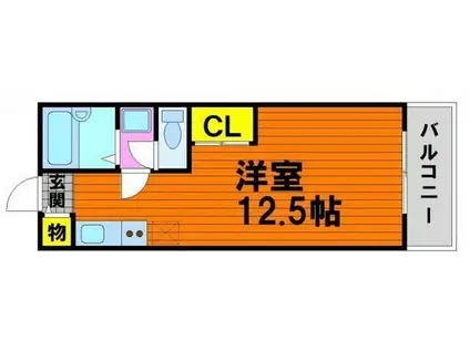 BACK・PACKER(ワンルーム/2階)の間取り写真