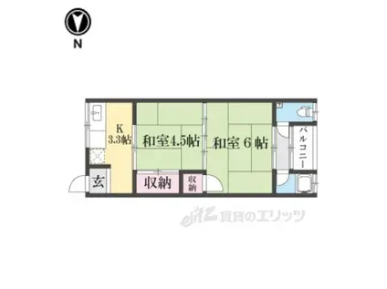 紫光荘(2K/1階)の間取り写真