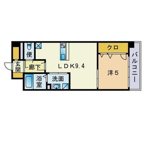 ADEN箱崎駅前(1LDK/14階)の間取り写真