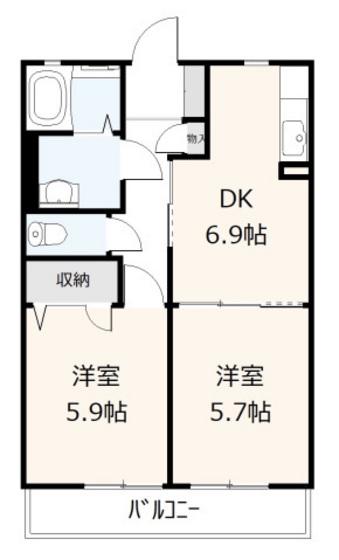 グレースコートAKI(2DK/2階)の間取り写真