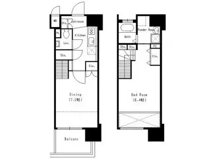 DORMOUSE CASTLE(1DK/13階)の間取り写真