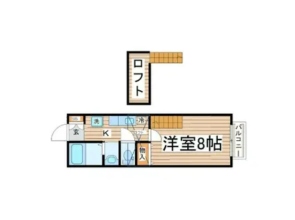 ウエストキャッスル河原町(1K/2階)の間取り写真