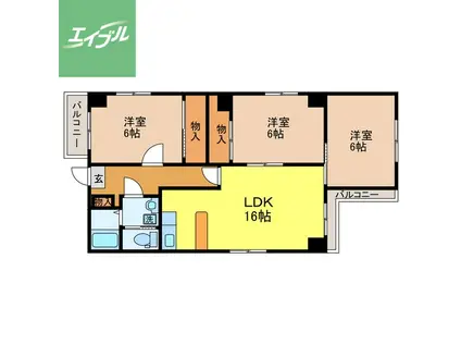 MTマンション(3LDK/1階)の間取り写真
