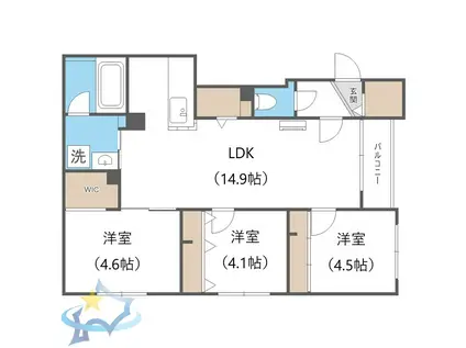 ASTER S14(3LDK/2階)の間取り写真