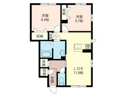 フロントマーレA(2LDK/1階)の間取り写真