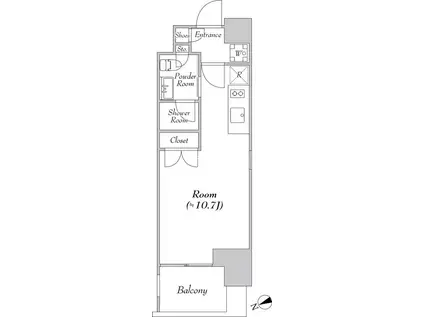 カナルフロント芝浦(1K/4階)の間取り写真