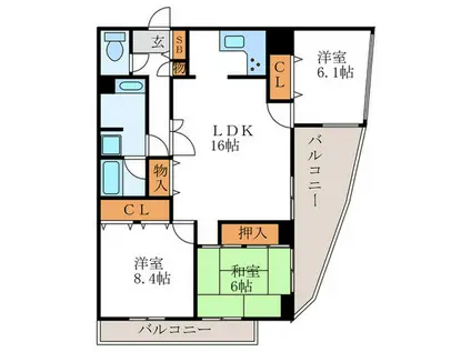 カルム長岡京(3LDK/2階)の間取り写真