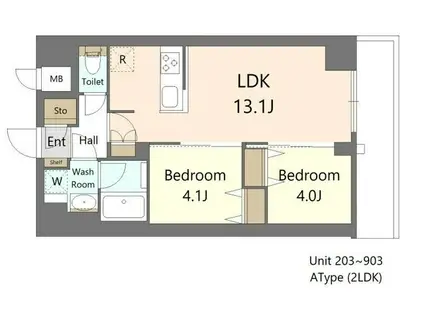 S-RESIDENCE王子ENABLE(2LDK/9階)の間取り写真