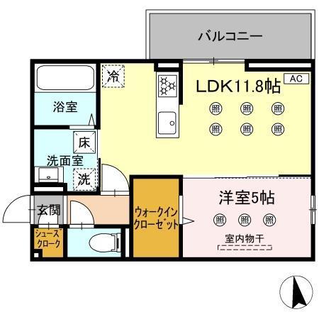 D-RESENA SOLAIRE(1LDK/2階)の間取り写真