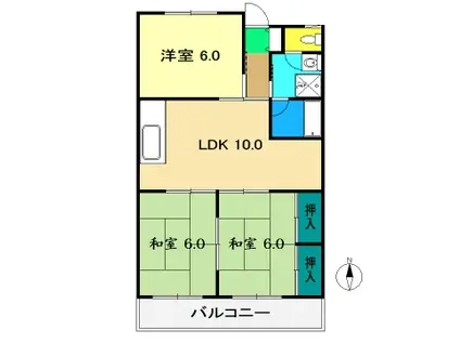 カーサ一ツ橋(3LDK/1階)の間取り写真