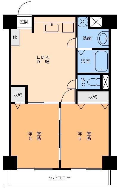 グランアルブル山越III(2LDK/7階)の間取り写真
